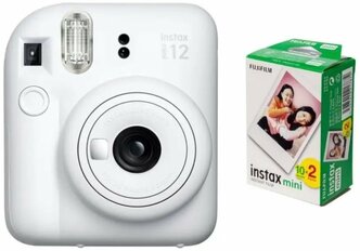 Комплект Фотоаппарат Fujifilm Instax Mini 12 White (белый) + Картридж Glossy 800 20шт