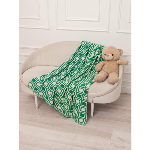 Одеяло байковое Детское ясельное (100*140см), зеленое, клетка одеяло детское 100 140