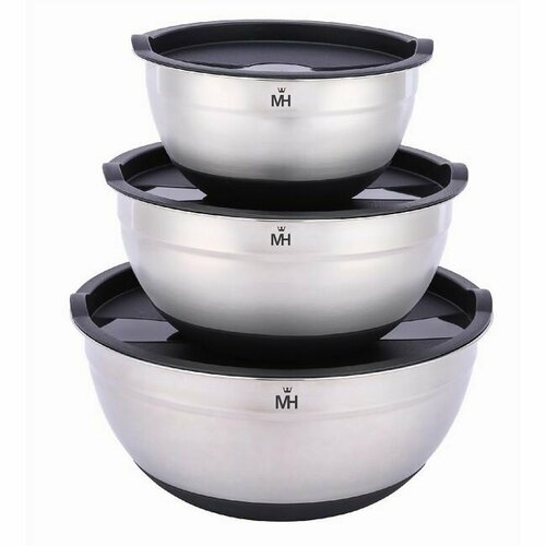 Набор салатников с крышками 3 шт нержавеющая сталь 2525₽