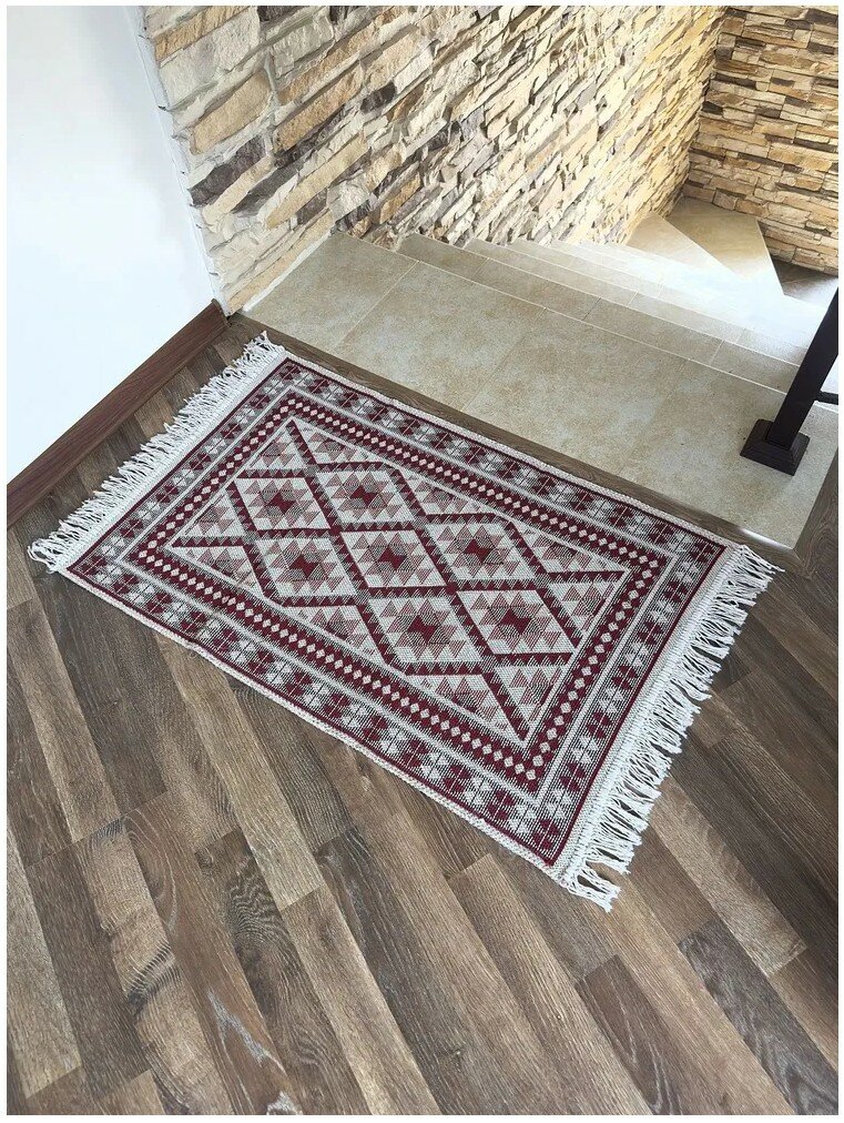 фото Коврик Kilim Usak из хлопка, 60х90 см, красный