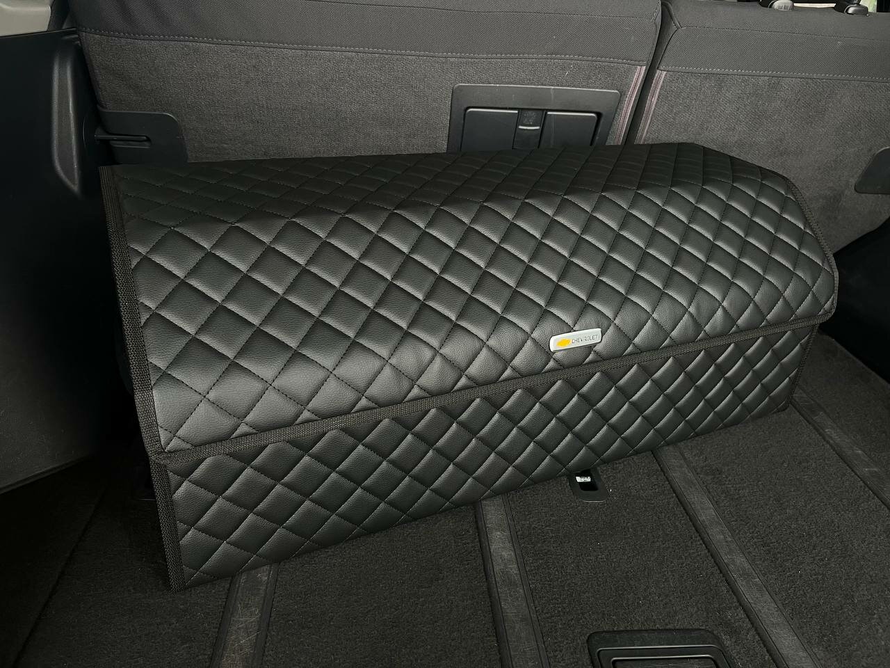 Органайзер для багажника Chevrolet / Шевроле / Кофр 80х30х30, сумка, саквояж, ящик, черный с черной отстрочкой