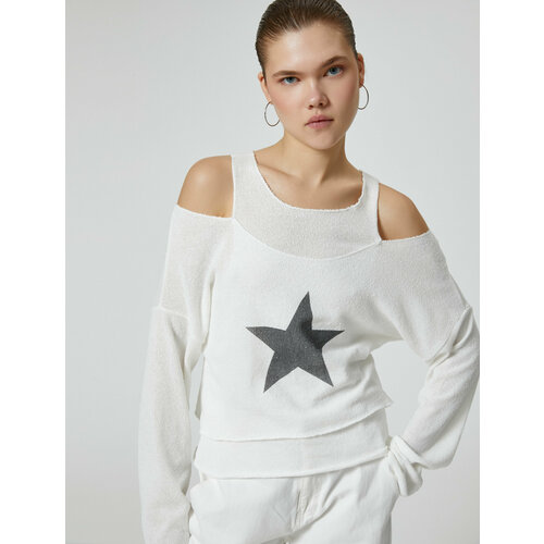 фото Лонгслив koton, размер l, бежевый