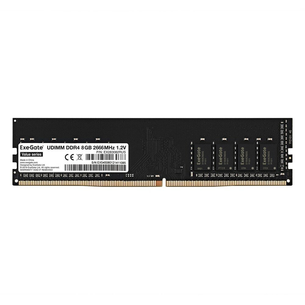 EXEGATE Модуль памяти EX283082RUS Модуль памяти Value DIMM DDR4 8GB 2666MHz