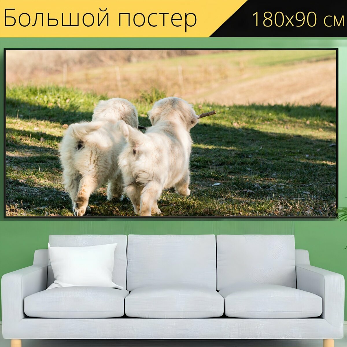 Большой постер "Щенок, собака, домашний питомец" 180 x 90 см. для интерьера