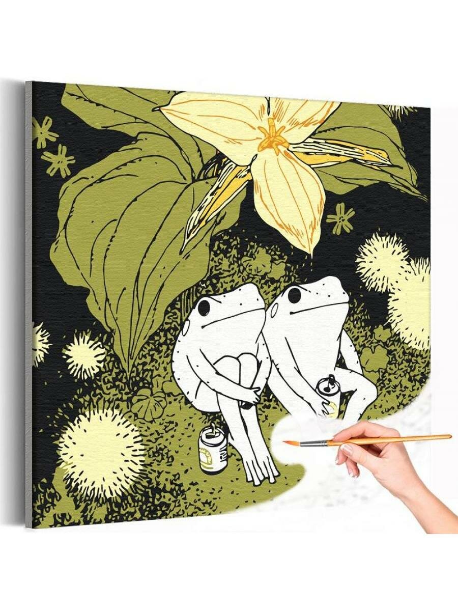 Лягушки Мем Животные Любовь Романтика Пара Раскраска картина по номерам на холсте 40х40