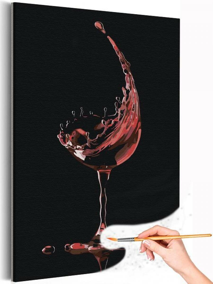 Красное вино в бокале Натюрморт Раскраска картина по номерам на холсте 40х60
