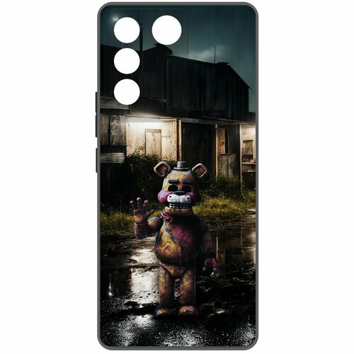 Чехол-накладка Krutoff Soft Case фнаф (FNAF) - Фредди под дождем для Vivo V27e черный чехол накладка krutoff soft case фнаф fnaf кошмарный фредди для honor 90 lite черный