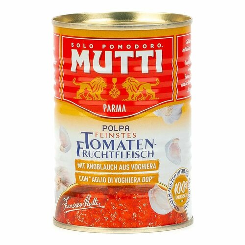 Томаты Mutti резаные кубиками в томатном соке с чесноком, 400гХ12 штук