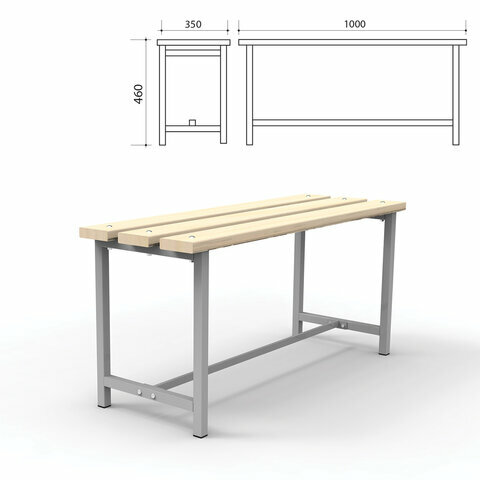 Скамья деревянная на метеллокаркасе СТ 1 (ш1000*г350*в460мм), ш/к 42782
