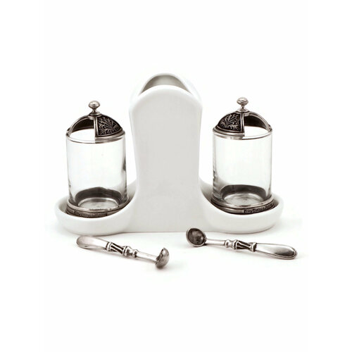 Набор две емкости для специй на керамической подставке и две ложки для специй Винтаж