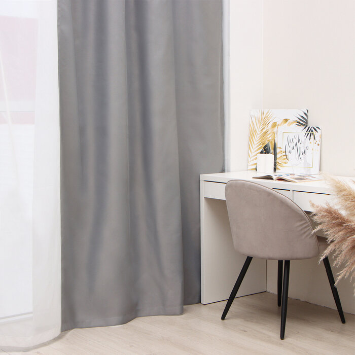 фото Штора портьерная Этель 130*300 см, цв. серый, блэкаут, пл. 240 г/м2