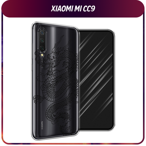 Силиконовый чехол на Xiaomi Mi CC9/Mi A3 Lite/Mi 9 Lite / Сяоми Mi CC9 Большой китайский дракон, прозрачный силиконовый чехол soft touch на xiaomi mi cc9 mi a3 lite mi 9 lite сяоми mi cc9 с защитой камеры
