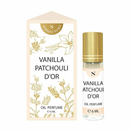 Sergio Nero/ Духи масляные женские Vanilla Patchouli D'Or 6мл/Парфюм женский, духи-масло, ваниль, пачули новая заря женский золотая пачули patchouli d or духи parfum спрей в мешочке 16мл