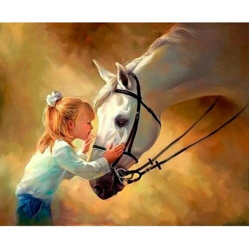 алмазная картина 40х50 девочка с лошадью с подрамником Алмазная картина 40х50 Девочка с лошадью с подрамником