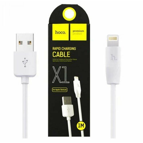 Кабель USB HOCO (X1) для iPhone Lightning 8 pin (1м) (белый) usb c кабель hoco x70 ferry lightning 8 pin 3а pd20w 1м нейлон белый