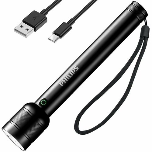 Фонарь Philips SFL8468 - портативный фонарь с USB-зарядкой, яркостью 3000 люмен, с 4 режимами работы и длительным временем автономной работы, цвет - черный