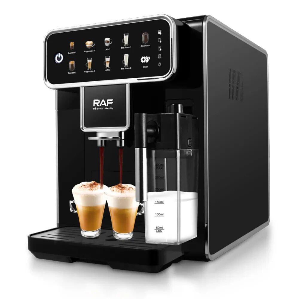 Автоматическая умная кофемашина "R118" от бренда "RAF" - это сочетание стиля и функциональности с ней вы сможете ежедневно наслаждаться любимым напиткоми на протяжении многих лет.