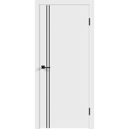 Дверь межкомнатная VellDoris Flat M2, белый, 600x2000, LR, без врезки замка и петель, кромка с 4х сторон, молдинг цвет черный, молдинг черный
