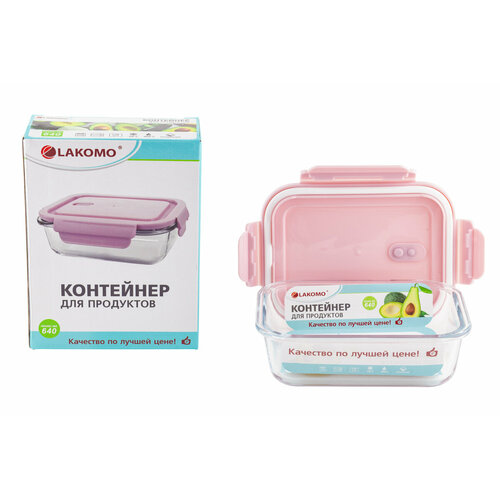 Контейнер стеклянный прямоугольный для хранения продуктов 064л Soft color Lakomo 17х52х126 см 530₽