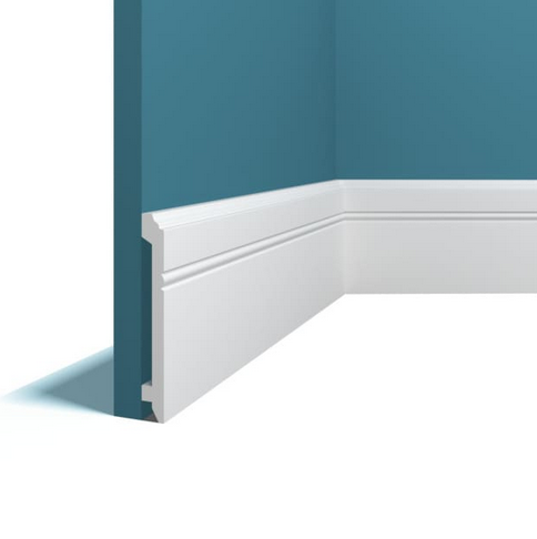 фото Плинтус Перфект Plus ударопрочный 2000х13х106 мм PP-43 белый дюрополимер напольный под покраску пластиковый полистирол высокий