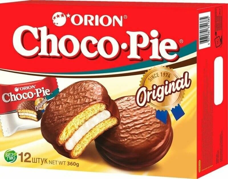 Orion Печенье бисквитное Choco Pie в глазури, 360 г, 4 уп