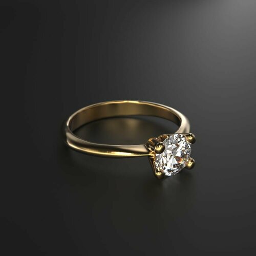 Кольцо помолвочное Constantine Filatov помолвочное кольцо с бриллиантом, желтое золото, 585 проба, бриллиант, размер 17.25, желтый