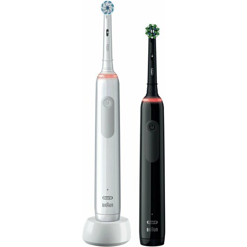 Электрическая зубная щетка Oral-B Pro 3 3500 Duo насадки для щётки 2шт цвет белый и черный 2055100₽