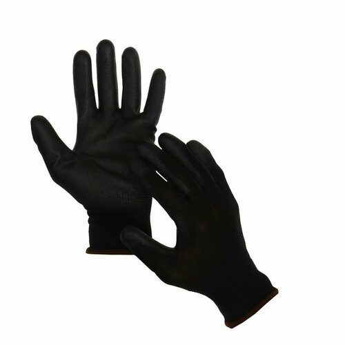 Перчатки хозяйственные Greengo - нейлоновые с латексной пропиткой размер 10 чёрные 1 пара 239₽