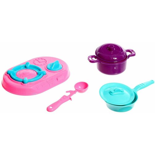 Детская игрушечная посуда с плитой, пластиковый сюжетно-ролевой набор для девочек, юный повар, 6 предметов