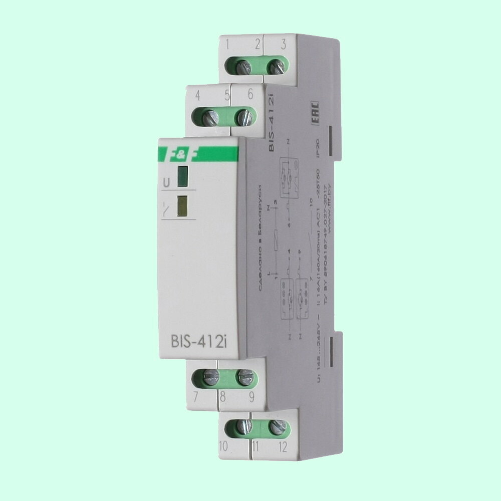 Реле импульсное BIS-412i (LED) , Евроавтоматика F&F, 1 канал, управление группами, 230В AC, 16А, EA01.005.018