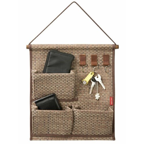 Органайзер ключница подвесной 3 крючка и 3 кармана 30х33см HO-041 1418₽