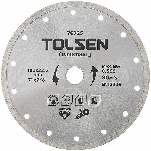 Круг 180х22,2мм алмазный бетон INDUSTRIAL Tolsen 76725