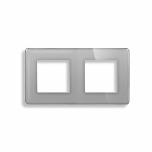 Рамка двухпостовая стеклянная серая 2.5D округлая 86*157мм TAWOIA