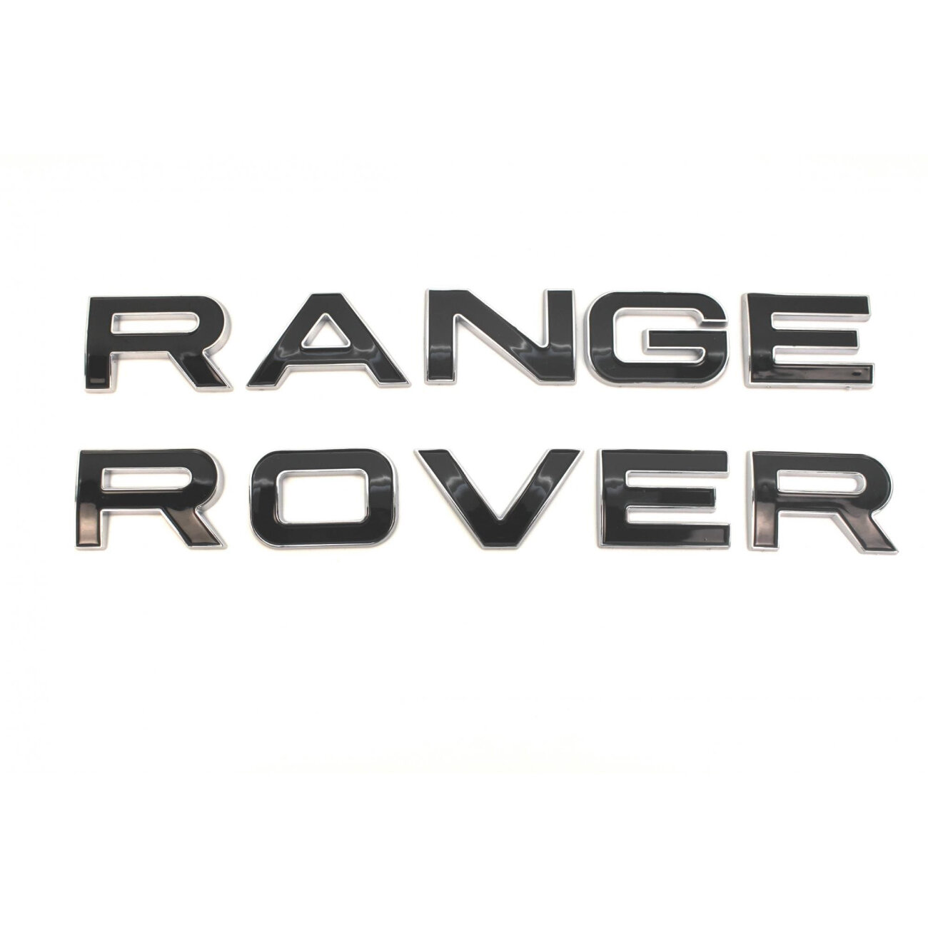 Надпись Range Rover черная с хром ободком