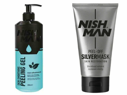 Набор для лица NISHMAN: Пилинг гель для лица Peeling Gel, 200 мл + Очищающая маска-пленка Silver Mask, 150 мл