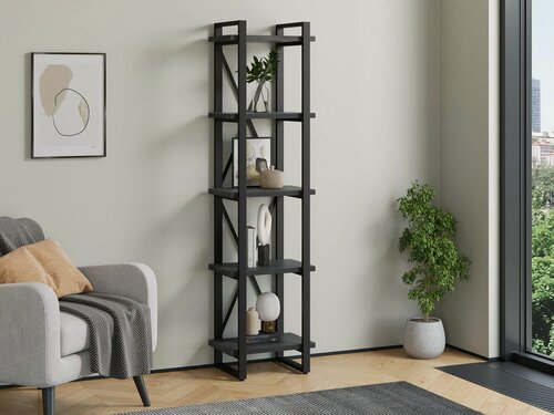 Изображение товара Стеллаж Айсберг Лофт 40х182-2 черный/северное дерево темное