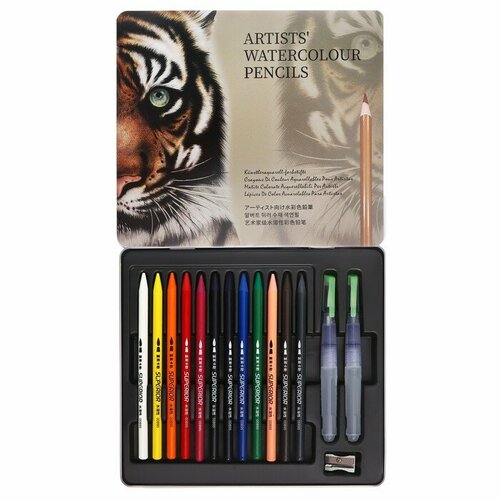 Карандаши акварельные цельнографитные 12 цветов2 киститочилка в металлической коробке WWP-12 1156₽
