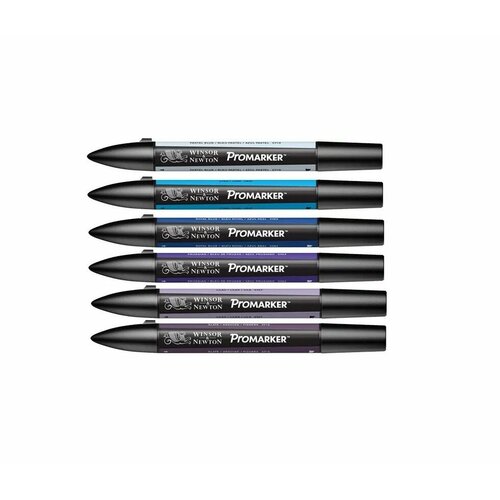 WinsorNewton Набор художественных маркеров Pro 6 цветов сине-фиолетовые оттенки 1750₽