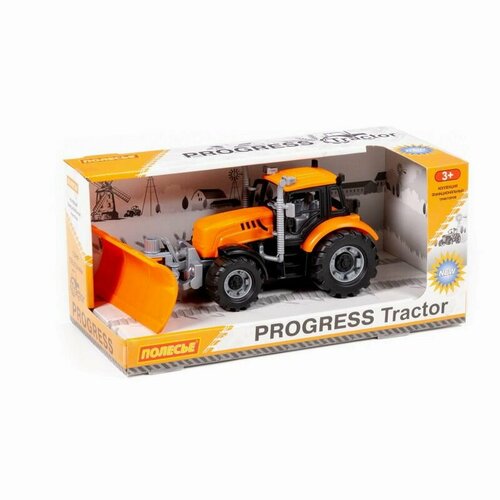 Трактор Прогресс с лопатой-отвалом инерц (оранжевый) в/к 91765 трактор прогресс с лопатой отвалом инерционный оранжевый в коробке 91765 полесье