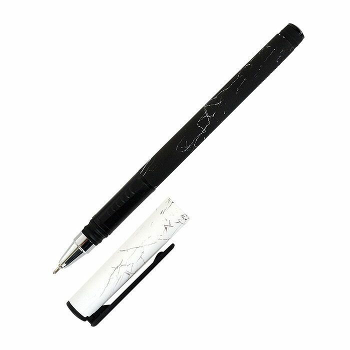 Ручка масляная LOREX "B&W. MARBLE", Double Soft синяя, игловидный наконечник, 0,7 мм.