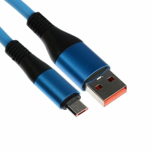 Кабель MicroUSB - USB, 2.4 A, оплётка TPE, утолщенный, 1 метр, синий зарядный кабель rocket flex usb a micro usb 1м оплётка tpe