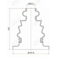 Материал: Резина;
Высота (мм): 123;
Диаметр большой (ШРУС): 107.9;
Диаметр малый (ВАЛ):   ...