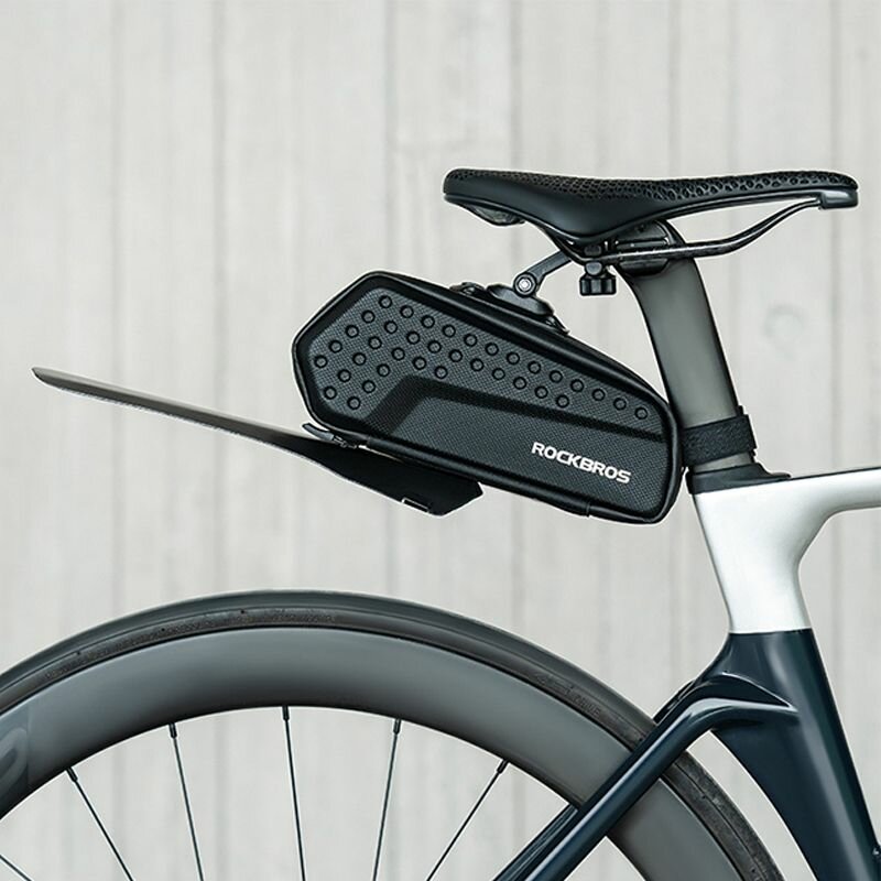 Велосипедная сумка с креплением под седло или на раму, с крылом, ROCKBROS 30130050001 0.8л, черная