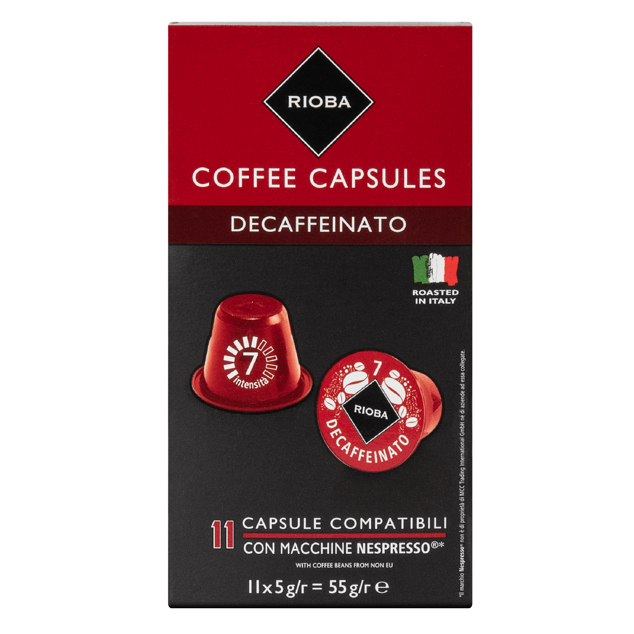 Кофейный напиток Rioba Espresso Decaffeinato капсулы 5 г х 11 шт