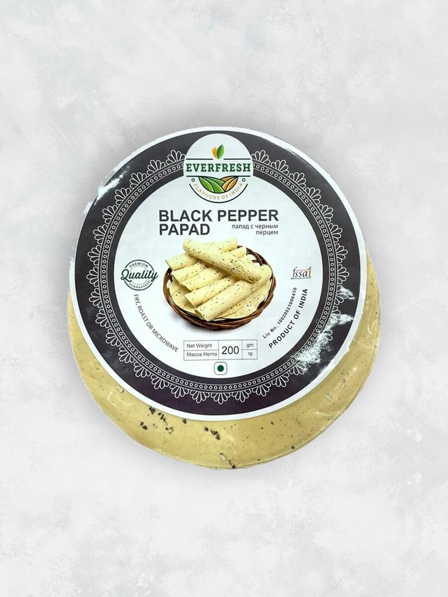 Папад с черным перцем (Black Pepper Papad), 200 г