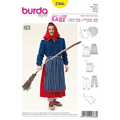 Выкройка Burda 2366 Карнавальный костюм Ведьма выкройка burda 2426 ведьма