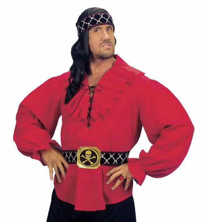 Рубашка WIDMANN "Пират", мужская, полиэстер, красная, размер М/L