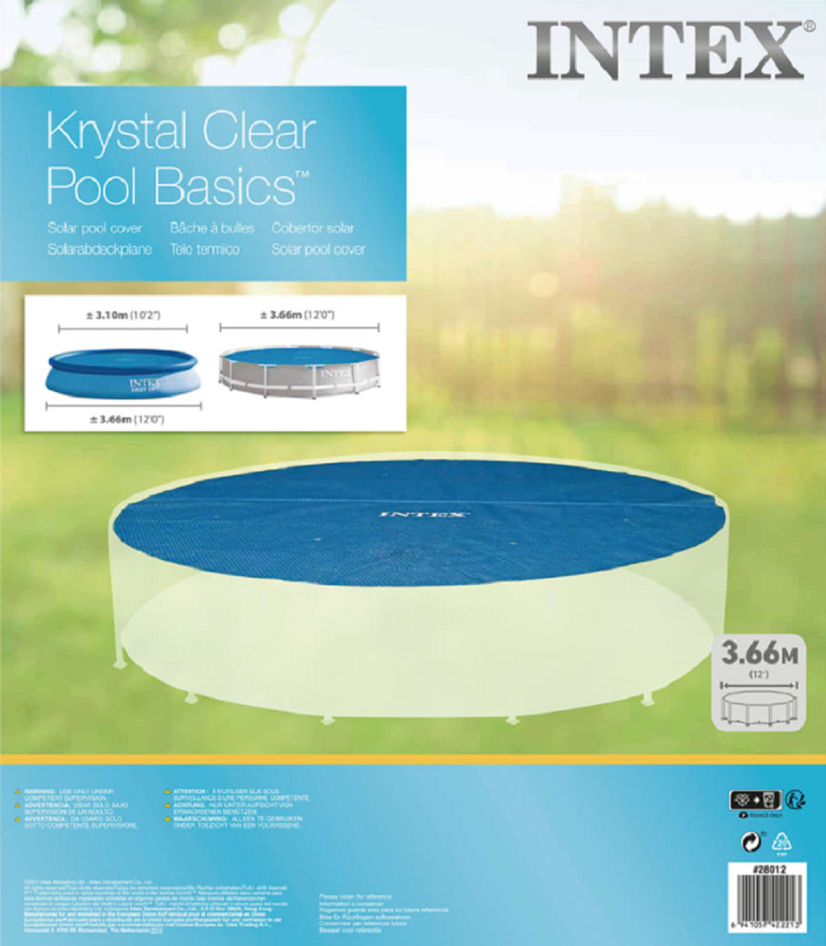 Тент для круглого бассейна 366 см - покрывало пленка Intex Solar Cover 28012