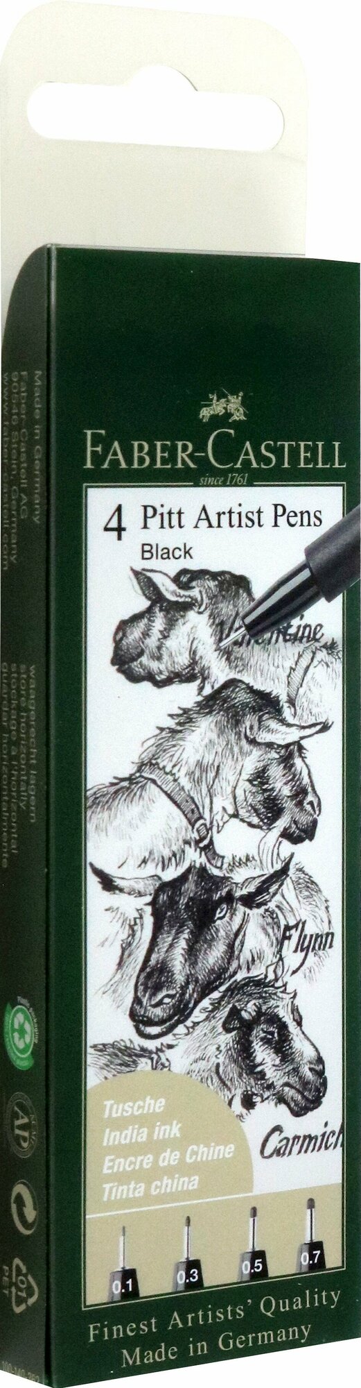 Ручки капиллярные Faber-Castell Pitt Artist Pen ширина наконечника M F S XS черный в футляре 4 шт. - фото №13