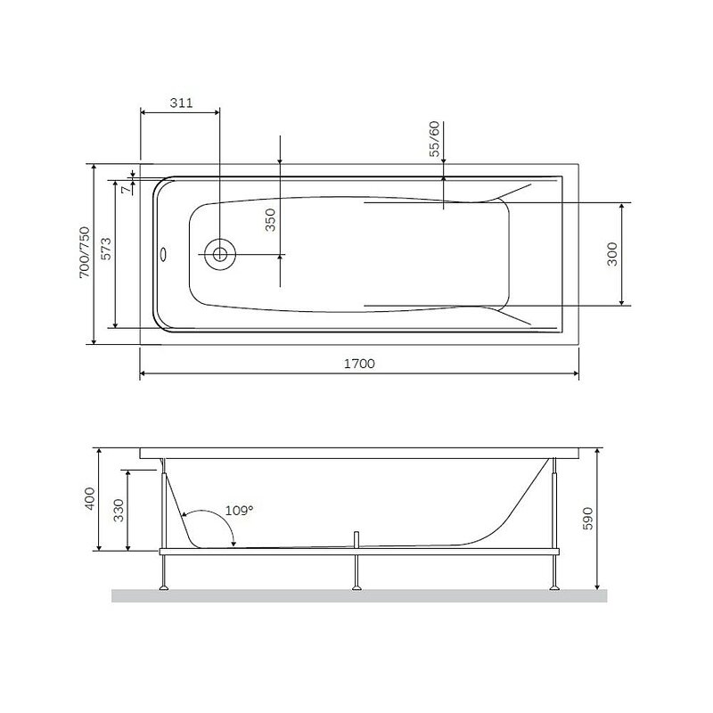 Каркас для ванны Am.Pm Like 170х70 см W80A-170-070W-R - фото №7